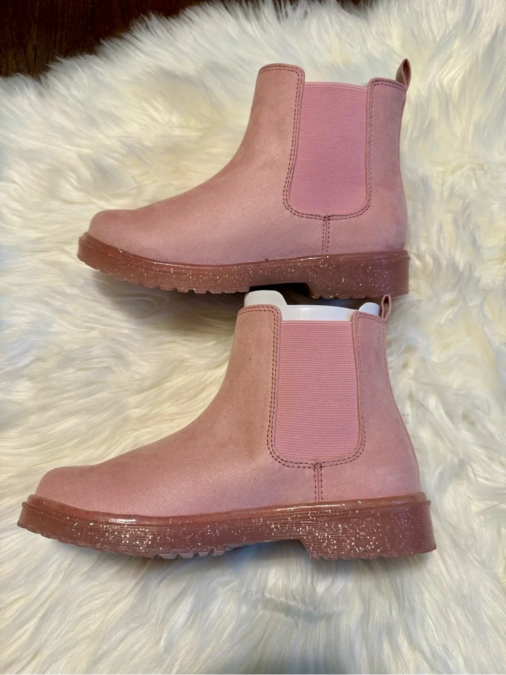 NEW! Girl's Pink Chelsea Ankle Boots - Soft Suede Look Size K2
